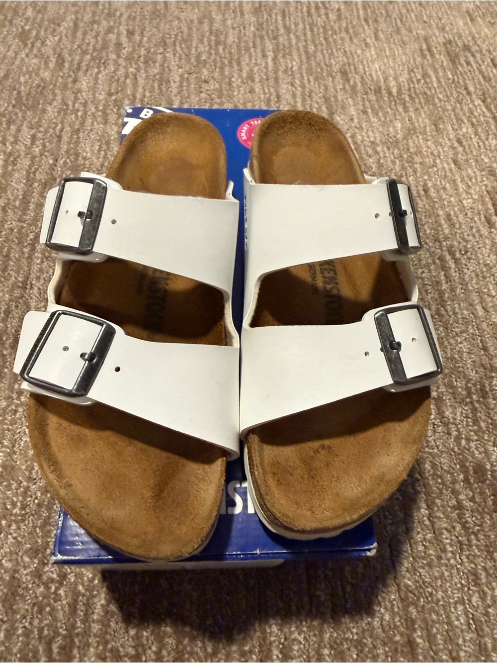 Birkenstock White Two-Strap Buckle Sandals